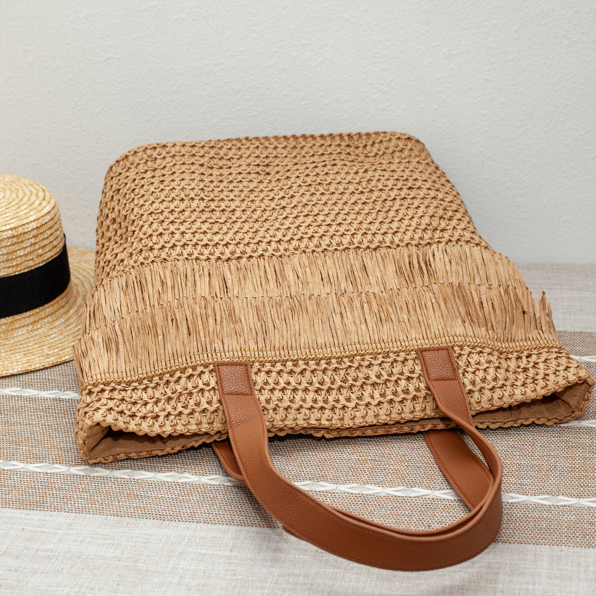 Women’s Large Straw Tote for Beach, Vacation & Summer Outfits