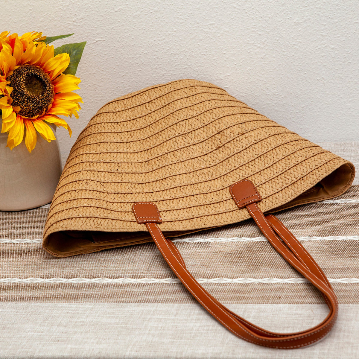 Women’s Straw Summer Basket Tote Bag for Beach, Vacation & Summer Outfits