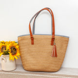 Women’s Straw Summer Basket Tote with Tassel for Beach, Vacation & Summer Outfits