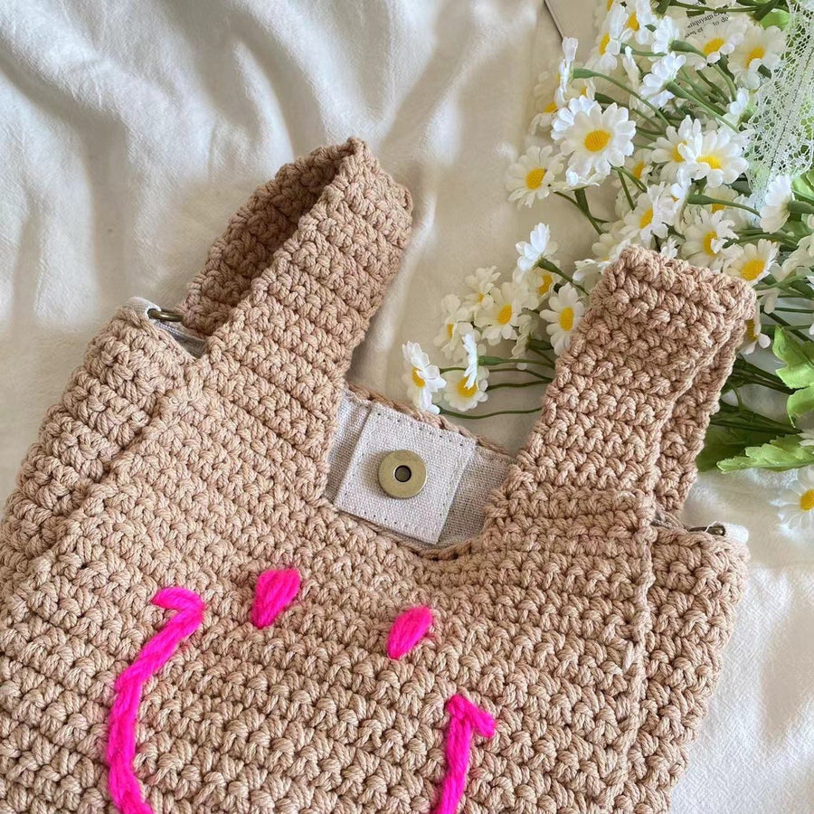 Women’s Handmade Crochet Smiley Bag Purse for Boho Everyday Style & Gifts