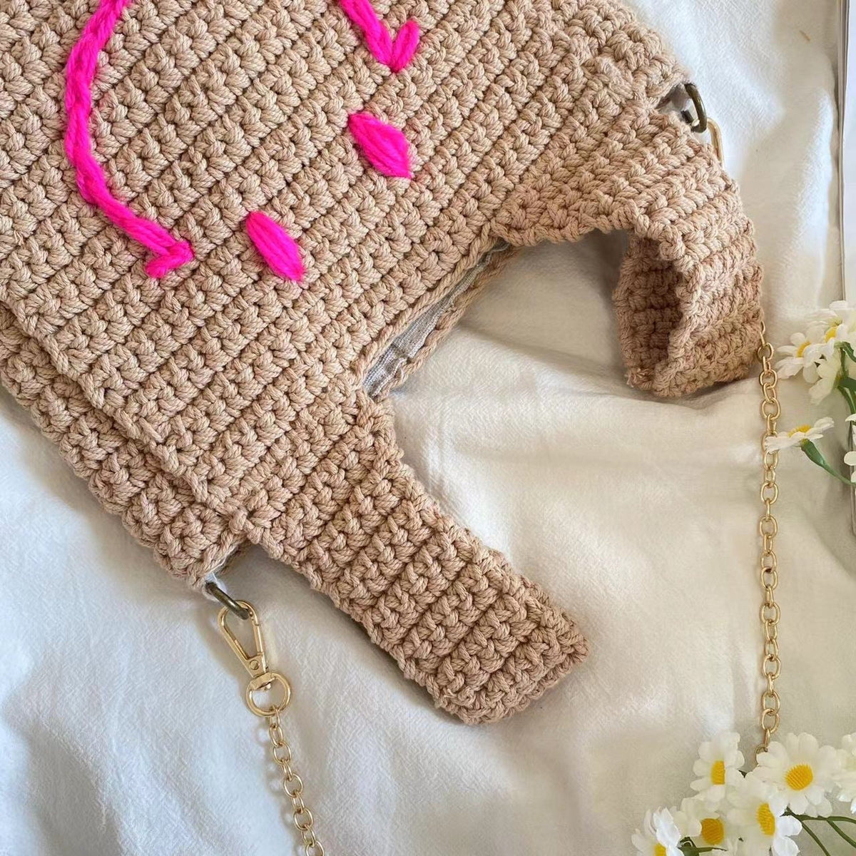 Women’s Handmade Crochet Smiley Bag Purse for Boho Everyday Style & Gifts