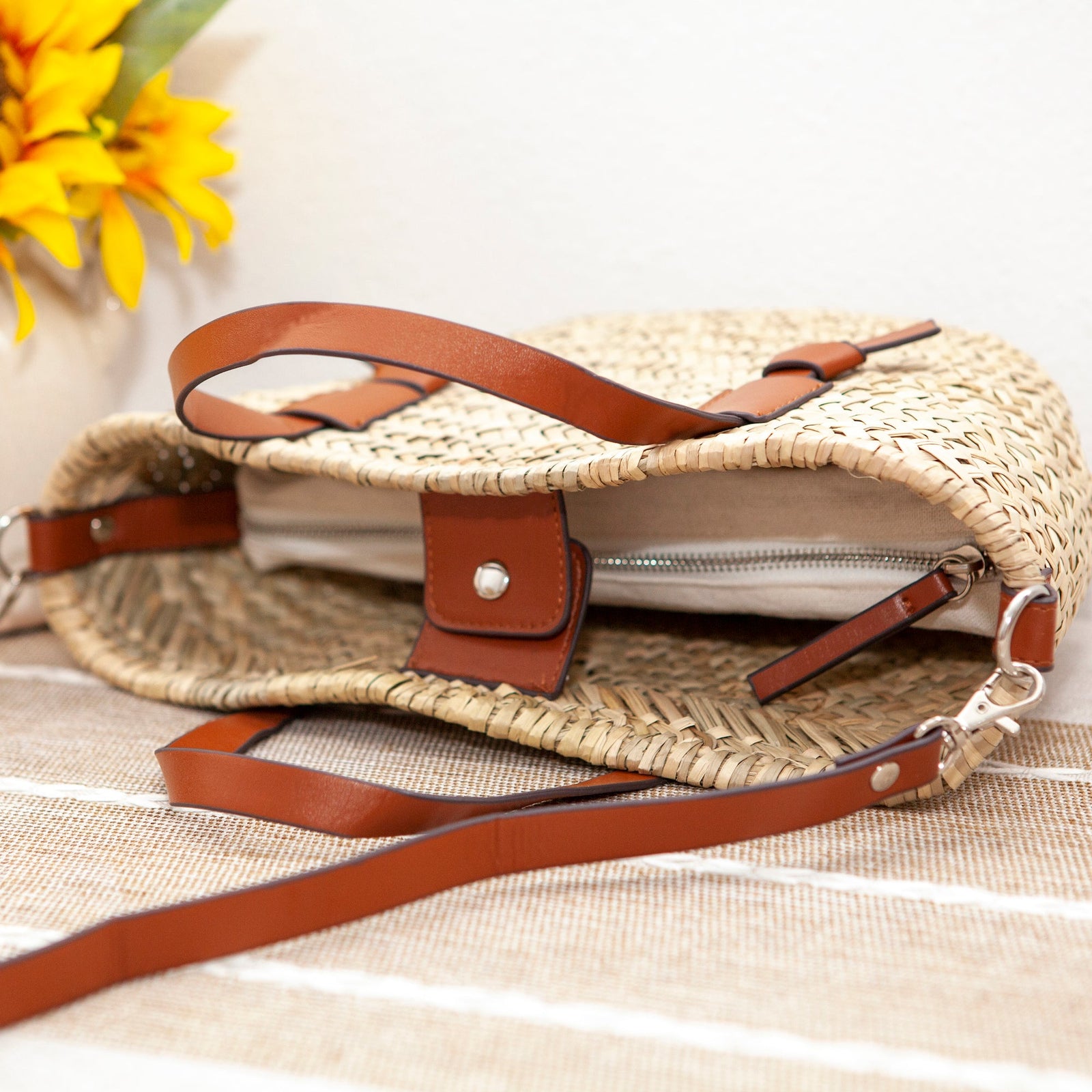 Women’s Straw Handmade Rattan Basket Tote Bag for Beach, Vacation & Summer Outfits