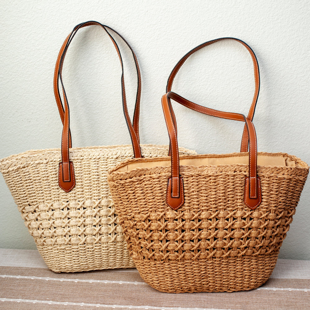 Women’s Straw Basket Tote Bag for Beach, Vacation & Summer Outfits