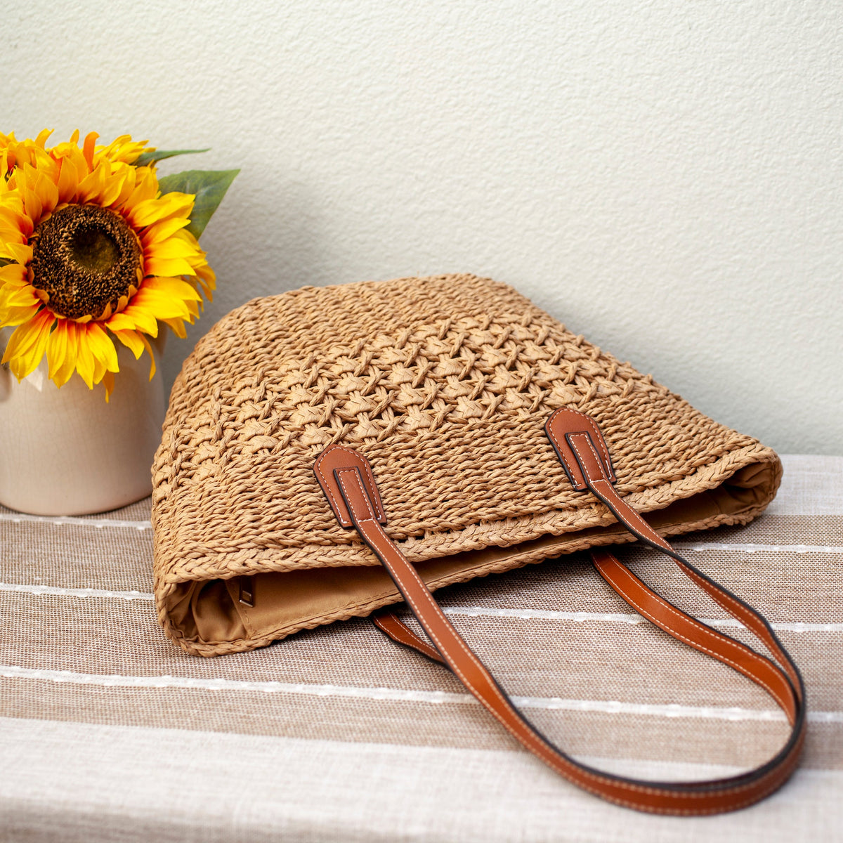 Women’s Straw Basket Tote Bag for Beach, Vacation & Summer Outfits