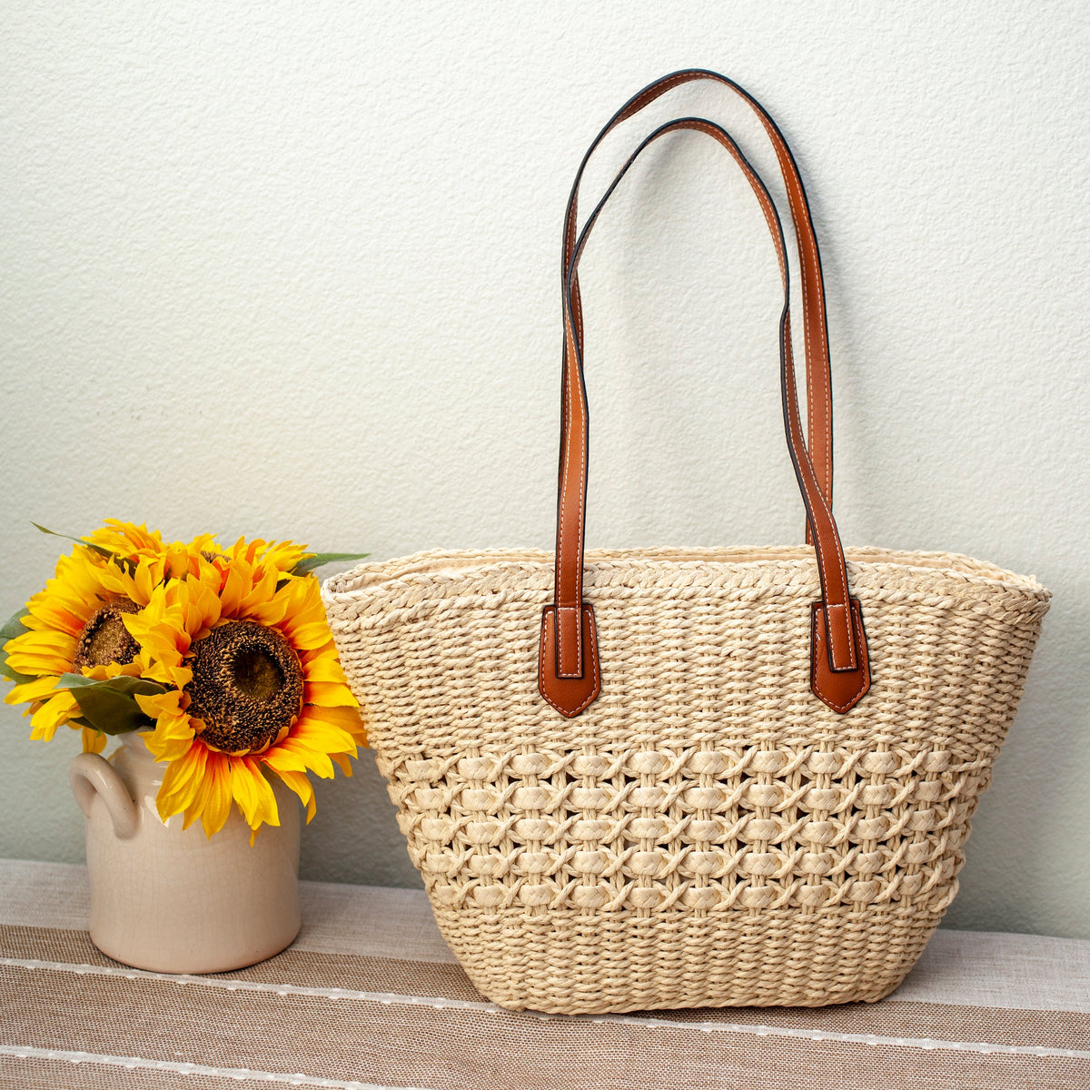 Women’s Straw Basket Tote Bag for Beach, Vacation & Summer Outfits