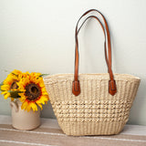 Women’s Straw Basket Tote Bag for Beach, Vacation & Summer Outfits