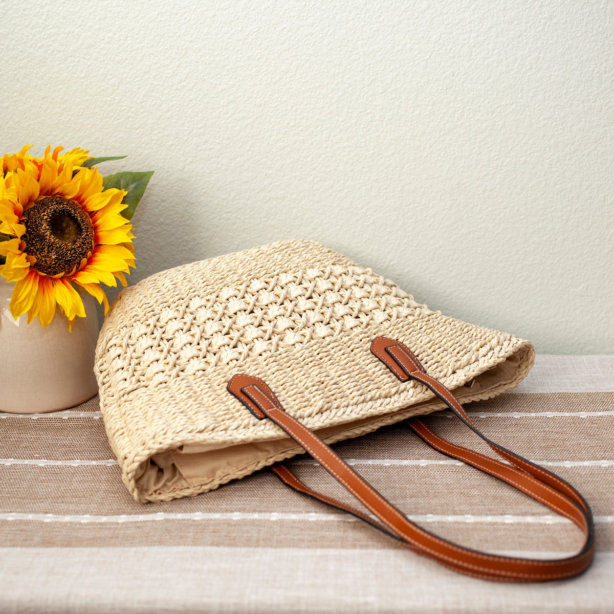 Women’s Straw Basket Tote Bag for Beach, Vacation & Summer Outfits