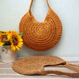 Women’s Round Straw Tote for Beach, Vacation & Summer Outfits