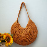 Women’s Round Straw Tote for Beach, Vacation & Summer Outfits