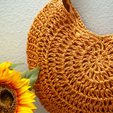 Women’s Round Straw Tote for Beach, Vacation & Summer Outfits