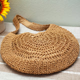 Women’s Round Straw Tote for Beach, Vacation & Summer Outfits
