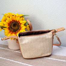 Damen Strohgewebte Geldbörse mit Lederakzent Eimertasche für Strand, Urlaub & Sommeroutfits