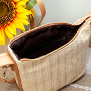 Women’s Straw Woven Purse with Leather Accent Bucket Bag for Beach, Vacation & Summer Outfits