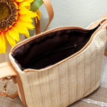 Damen Strohgewebte Geldbörse mit Lederakzent Eimertasche für Strand, Urlaub & Sommeroutfits