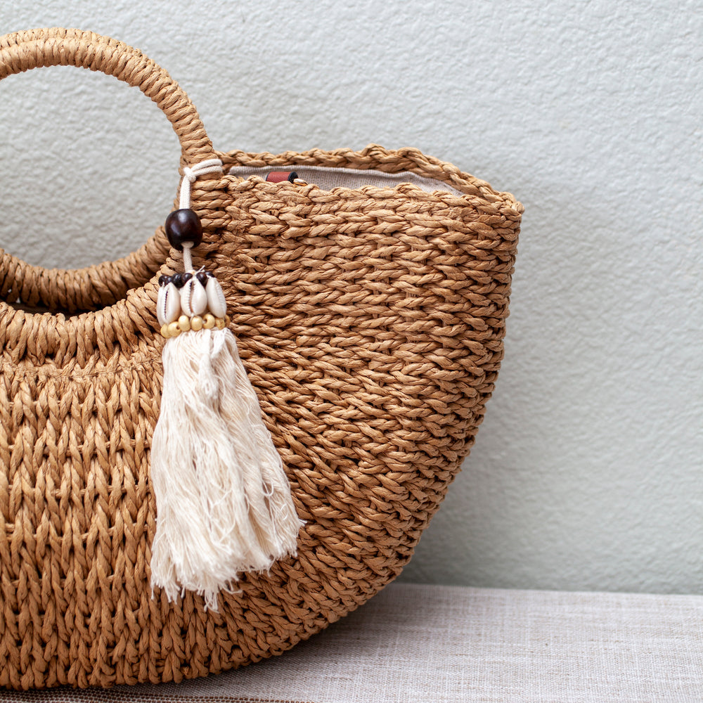 Damen-Strandkorbtasche aus Stroh mit Quasten – ideal für Strand, Urlaub und Sommer-Outfits