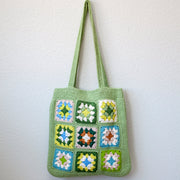 Women’s Handmade Crochet Granny Square Patch Shoulder Bag Purse for Boho Everyday Style & Gifts