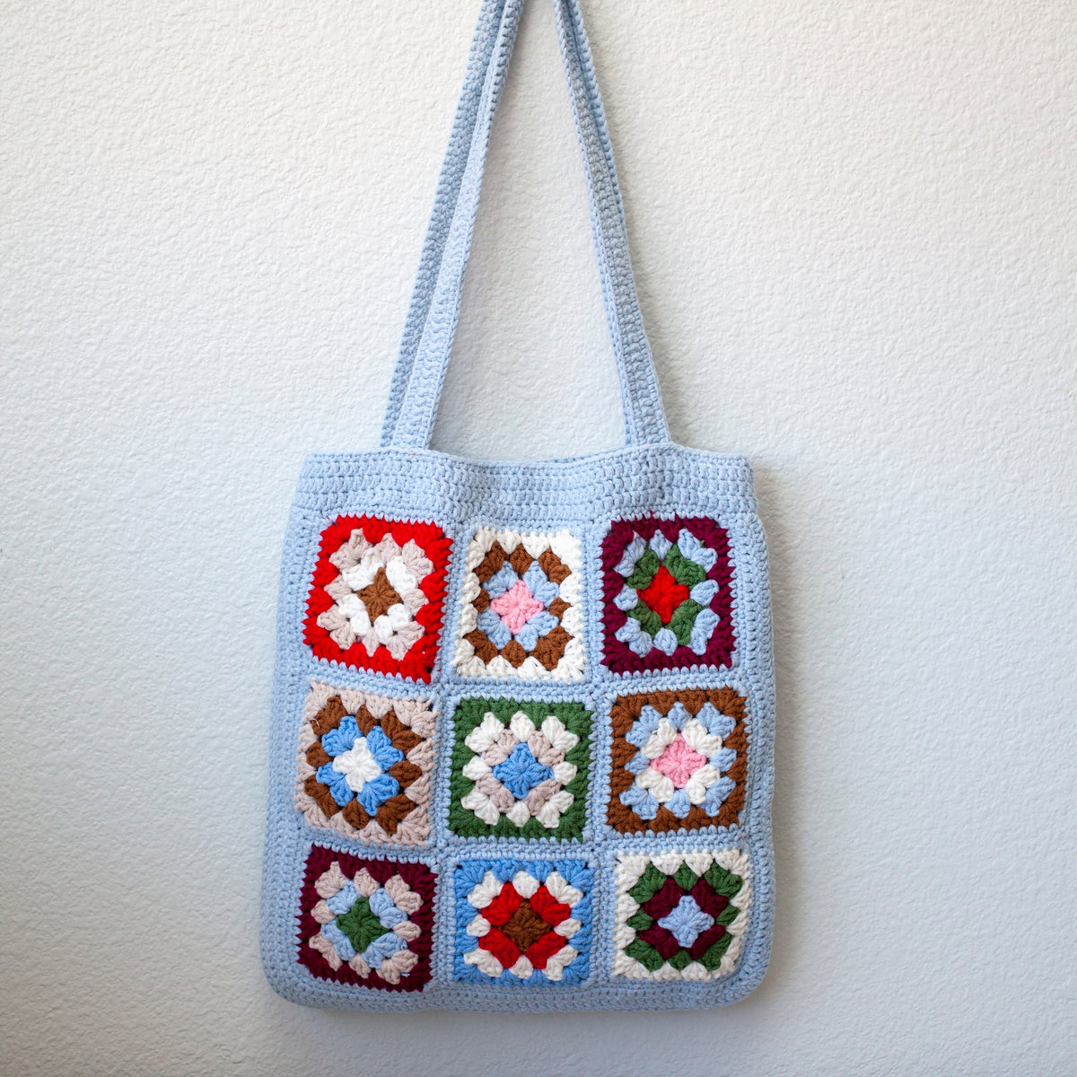 Women’s Handmade Crochet Granny Square Patch Shoulder Bag Purse for Boho Everyday Style & Gifts