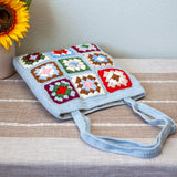 Women’s Handmade Crochet Granny Square Patch Shoulder Bag Purse for Boho Everyday Style & Gifts
