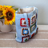 Women’s Handmade Crochet Granny Square Patch Shoulder Bag Purse for Boho Everyday Style & Gifts