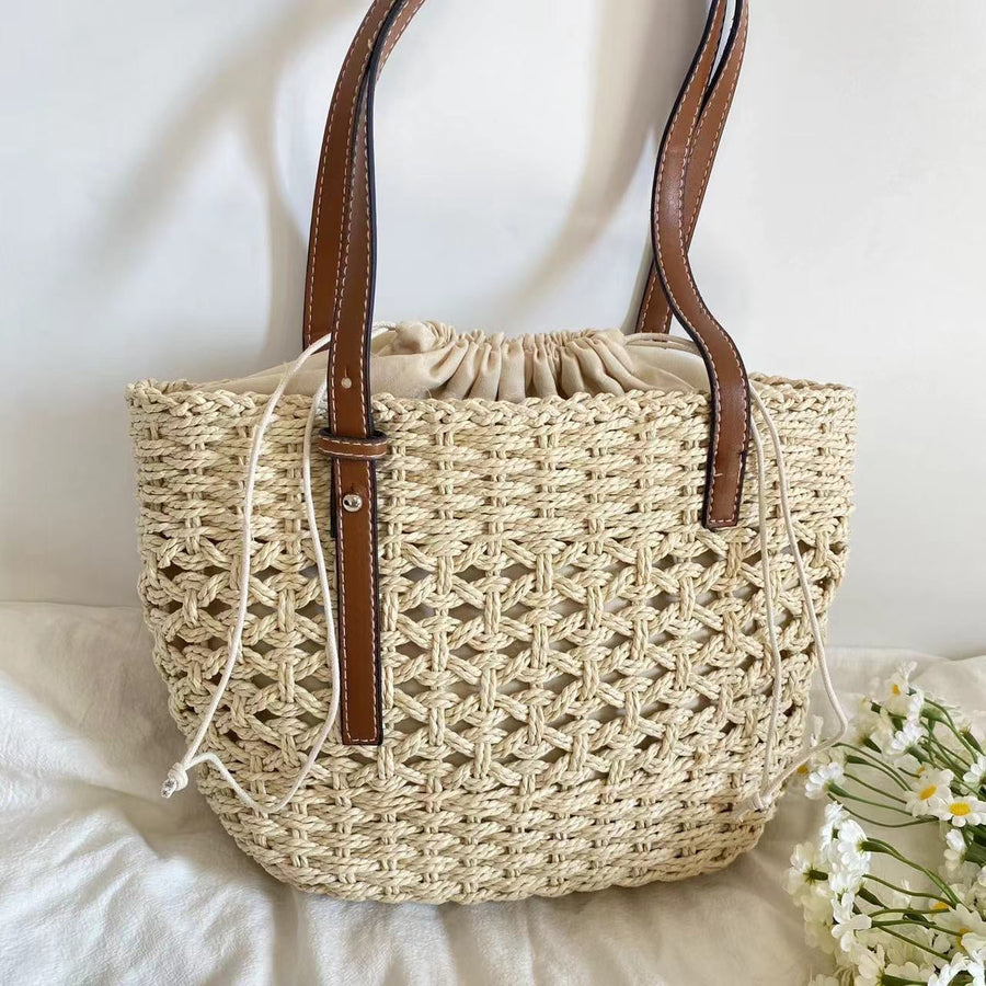 Women’s Straw Market Tote Bag for Beach, Vacation & Summer Outfits