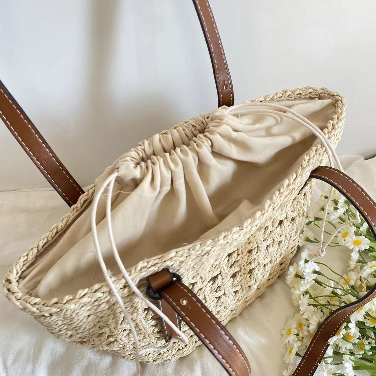 Women’s Straw Market Tote Bag for Beach, Vacation & Summer Outfits