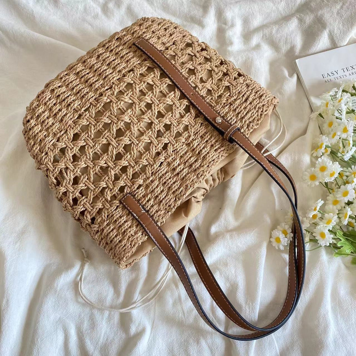 Women’s Straw Market Tote Bag for Beach, Vacation & Summer Outfits