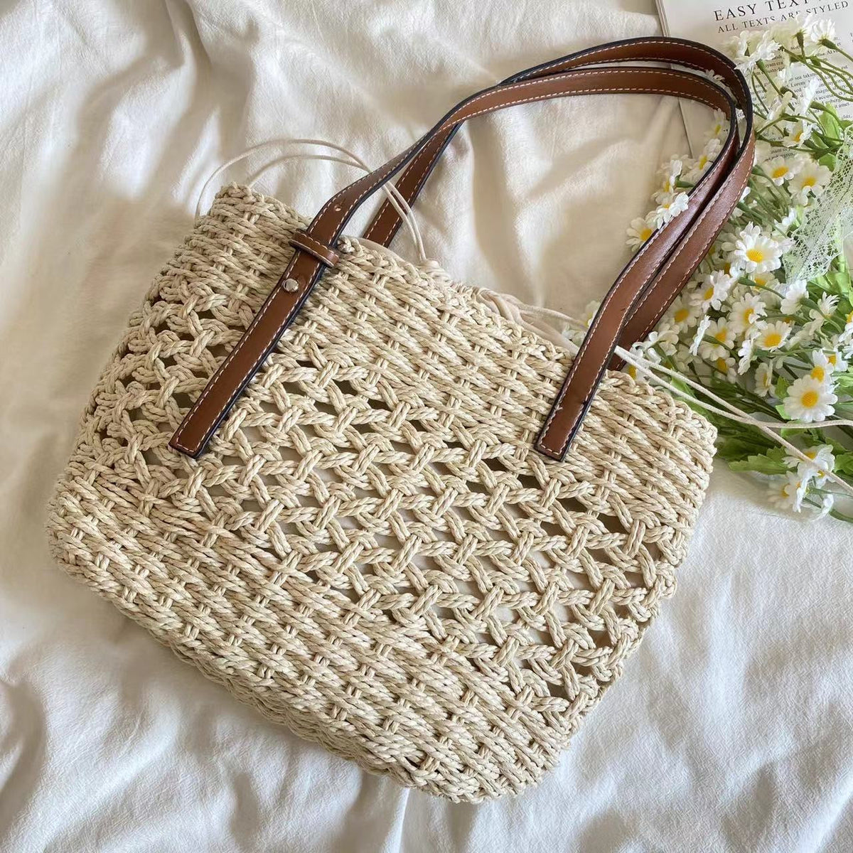 Women’s Straw Market Tote Bag for Beach, Vacation & Summer Outfits