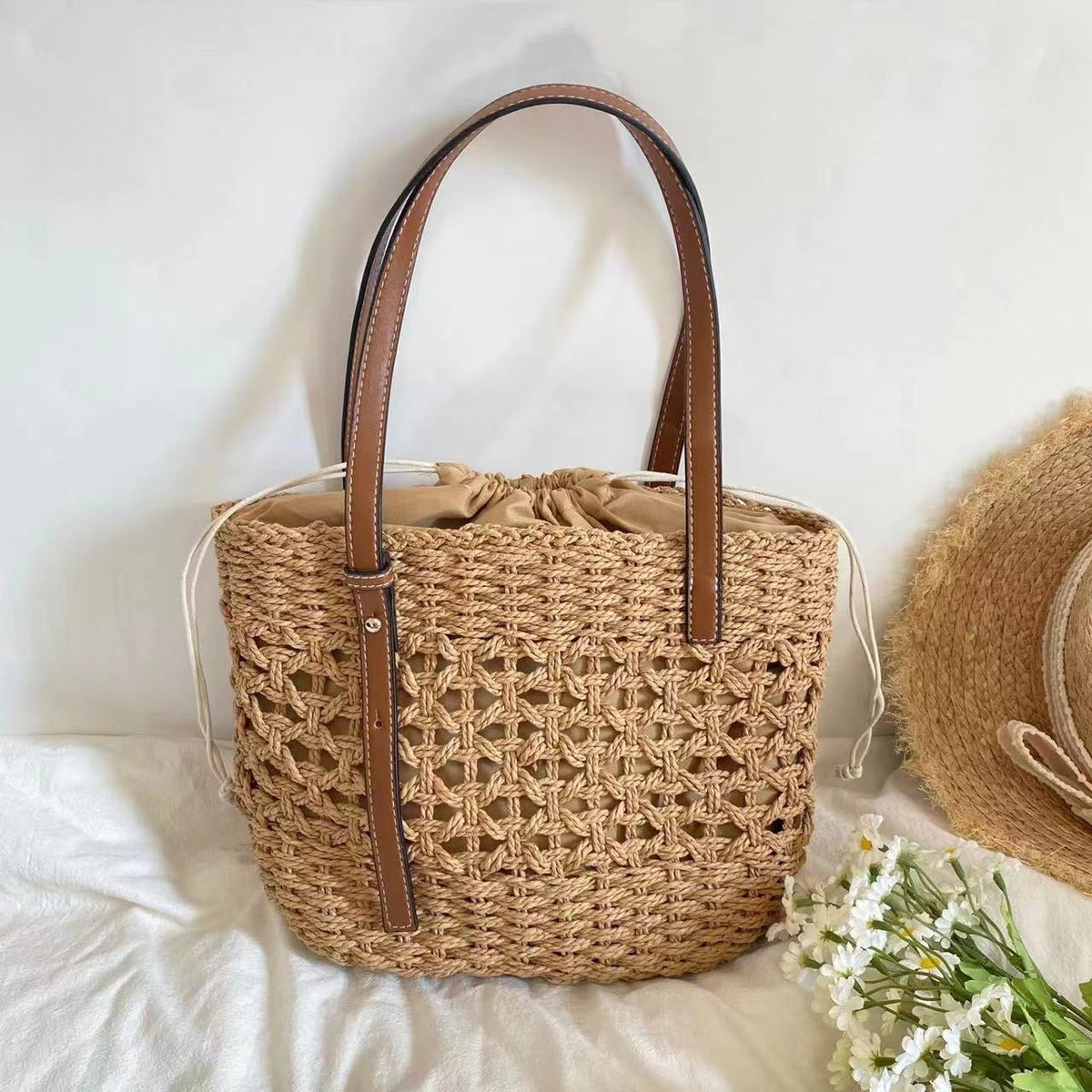 Women’s Straw Market Tote Bag for Beach, Vacation & Summer Outfits