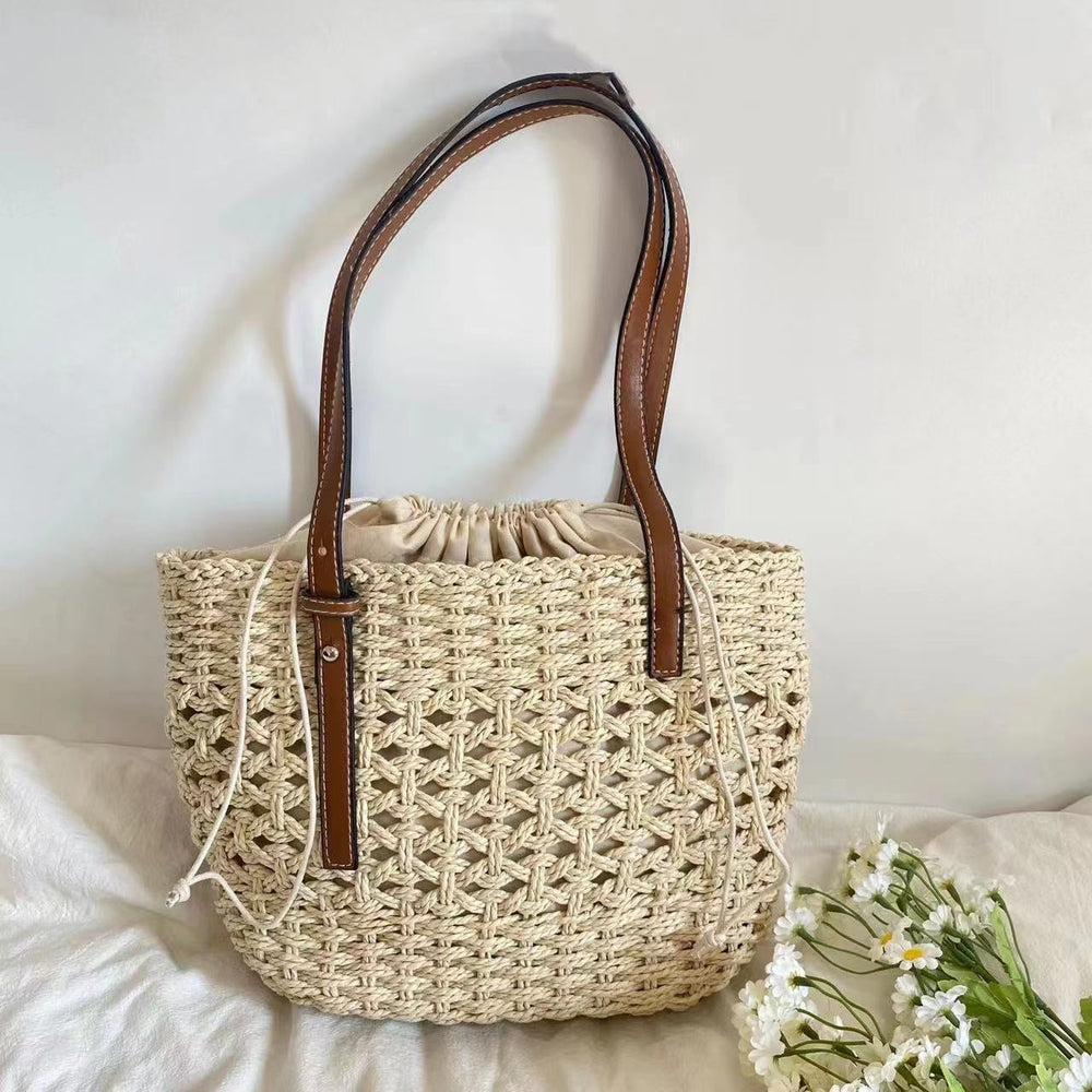 Women’s Straw Market Tote Bag for Beach, Vacation & Summer Outfits