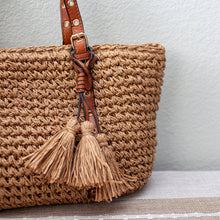 Women’s Straw Woven Tote with Leather Straps for Beach, Vacation & Summer Outfits