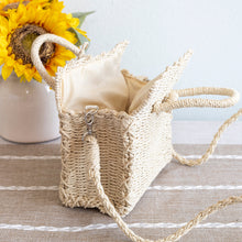 Damen Strand Stroh Gewebte Box Crossbody Tasche Umhängetasche für Strand, Urlaub & Sommeroutfits