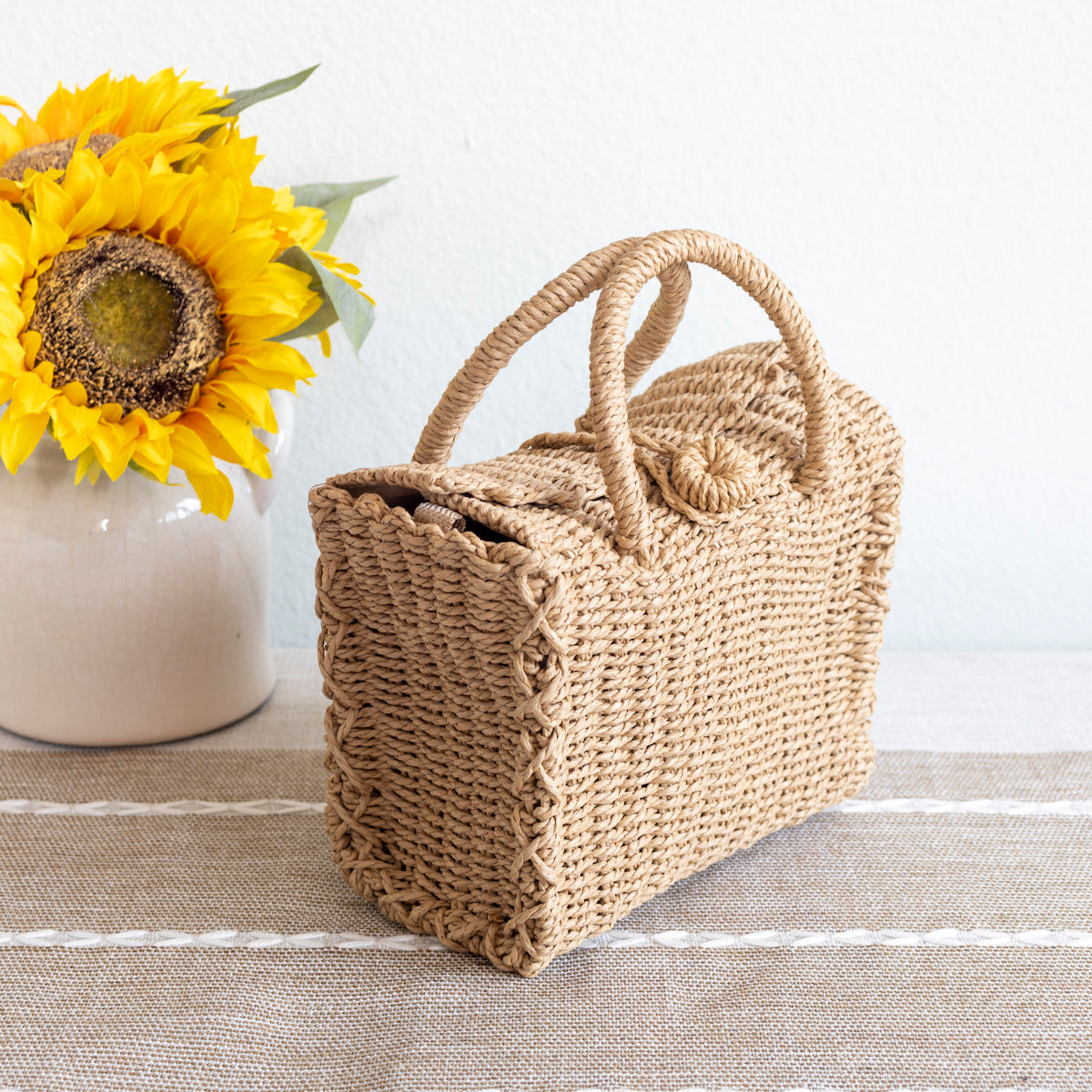 Women’s Beach Straw Woven Box Crossbody Bag Tote Bag for Beach, Vacation & Summer Outfits