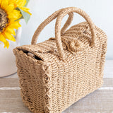 Women’s Beach Straw Woven Box Crossbody Bag Tote Bag for Beach, Vacation & Summer Outfits