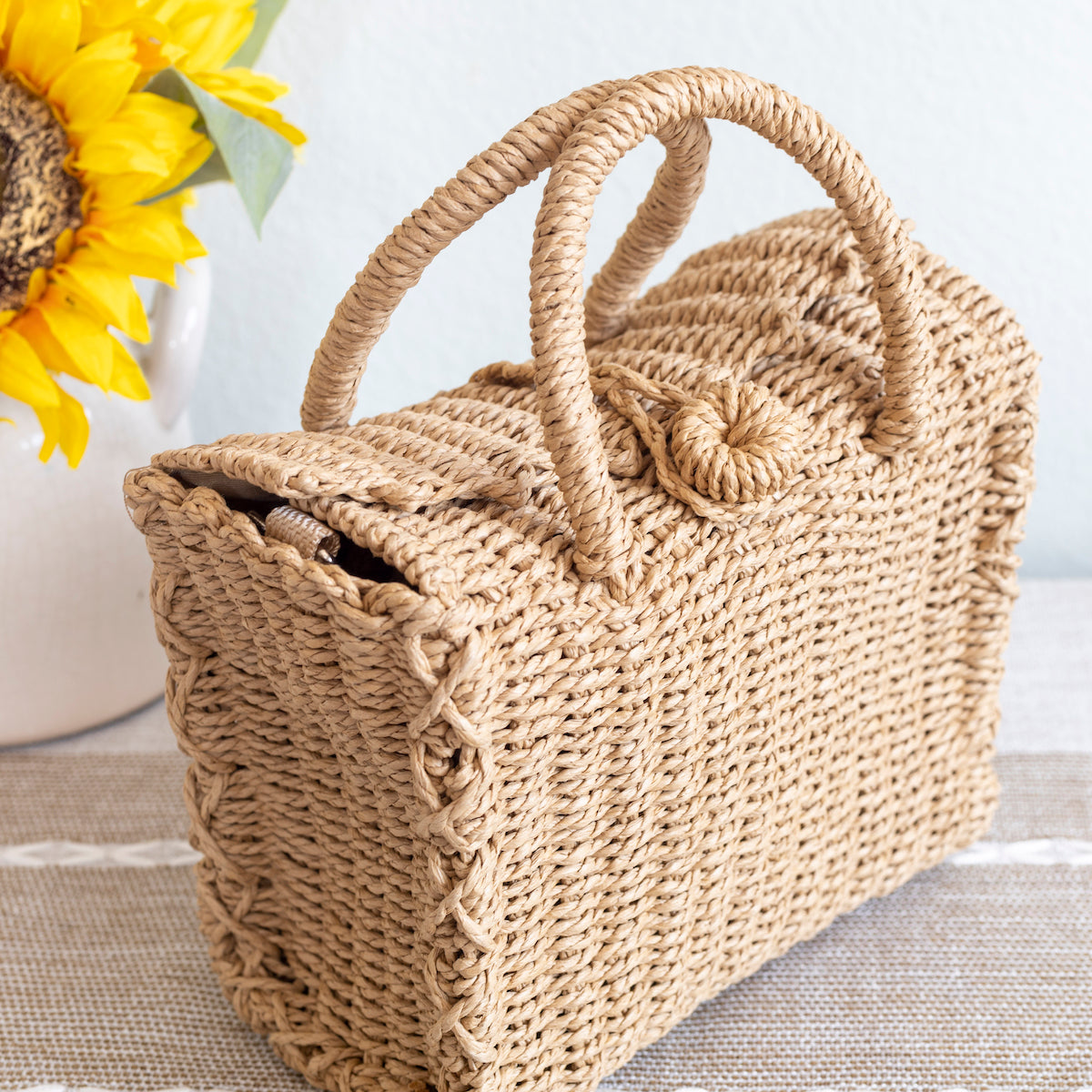 Women’s Beach Straw Woven Box Crossbody Bag Tote Bag for Beach, Vacation & Summer Outfits