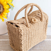Women’s Beach Straw Woven Box Crossbody Bag Tote Bag for Beach, Vacation & Summer Outfits