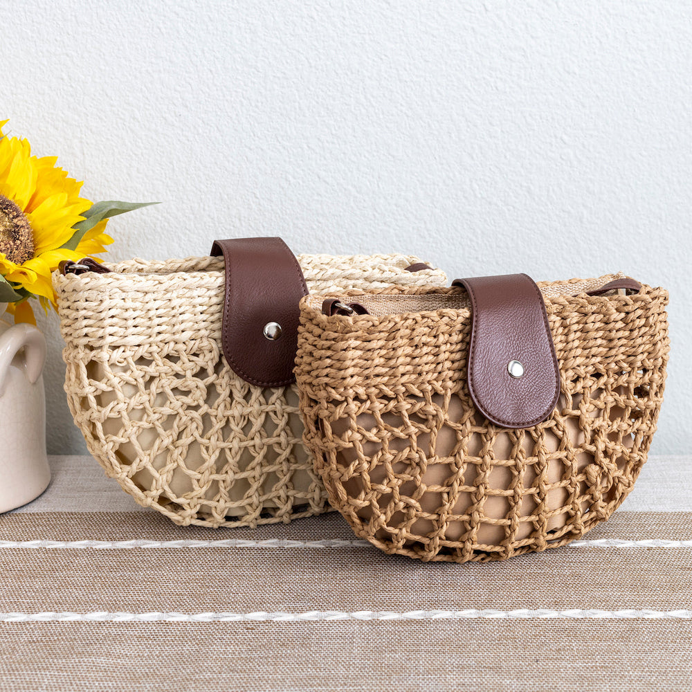Women’s Summer Straw Half Moon Shoulder Bag Tote Bag for Beach, Vacation & Summer Outfits