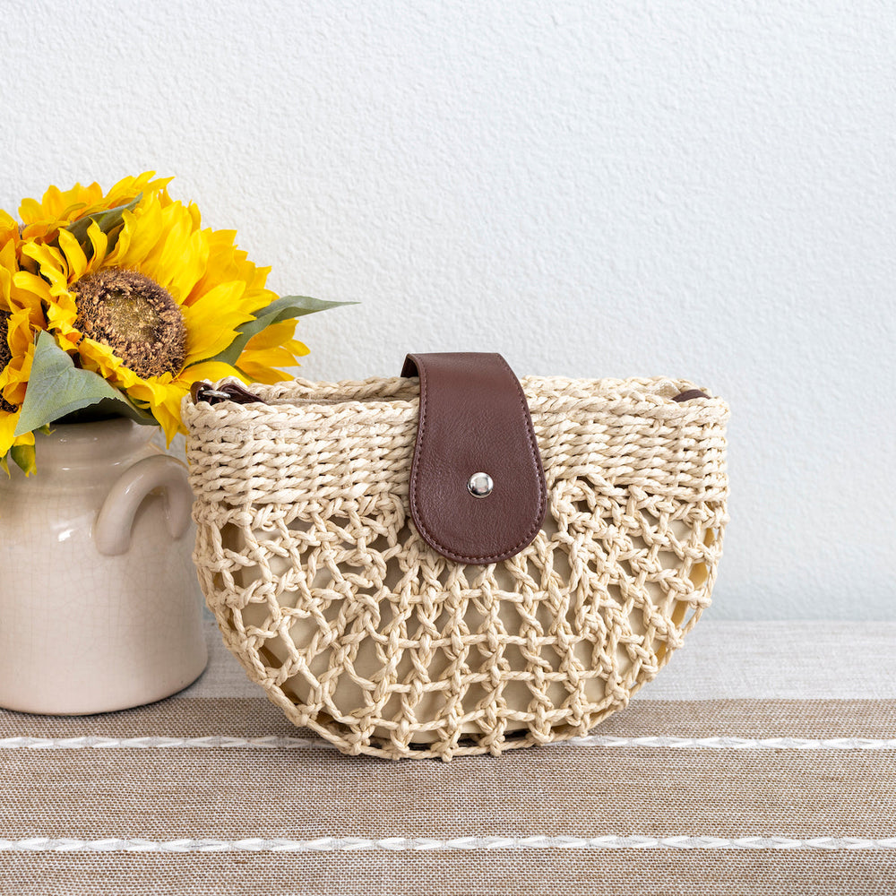 Women’s Summer Straw Half Moon Shoulder Bag Tote Bag for Beach, Vacation & Summer Outfits