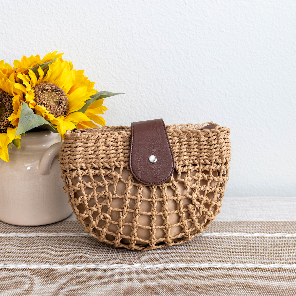 Women’s Summer Straw Half Moon Shoulder Bag Tote Bag for Beach, Vacation & Summer Outfits
