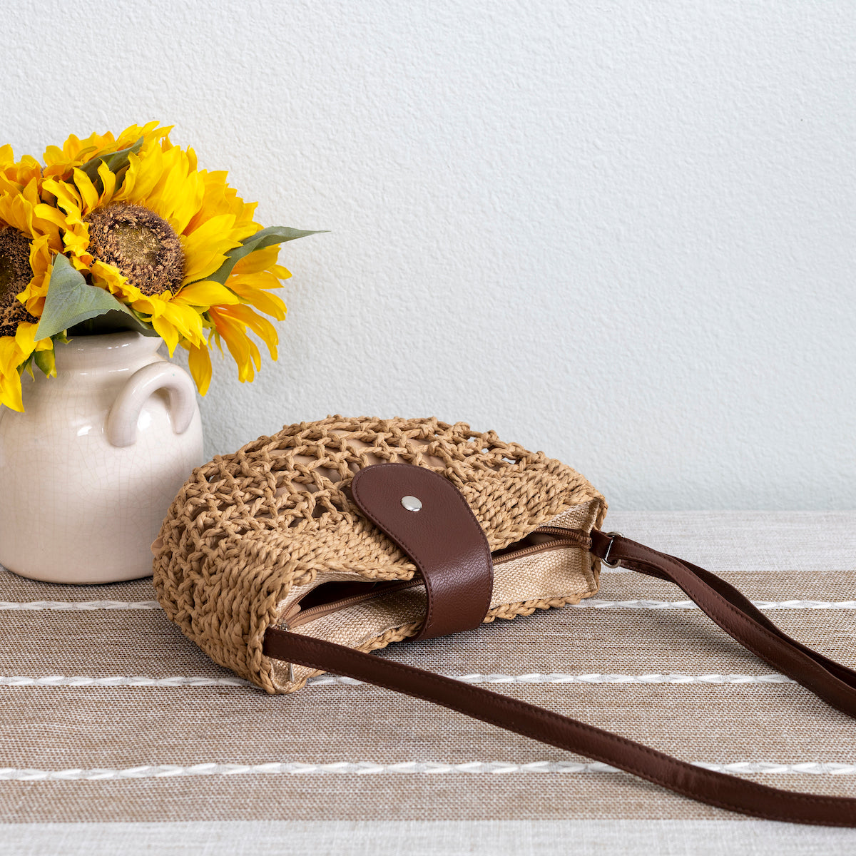 Women’s Summer Straw Half Moon Shoulder Bag Tote Bag for Beach, Vacation & Summer Outfits