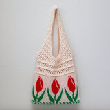 Women’s Cotton Knitted Artsy Floral Shoulder Bag for Boho Everyday Style & Gifts