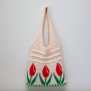 Women’s Cotton Knitted Artsy Floral Shoulder Bag for Boho Everyday Style & Gifts