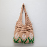 Women’s Cotton Knitted Artsy Floral Shoulder Bag for Boho Everyday Style & Gifts