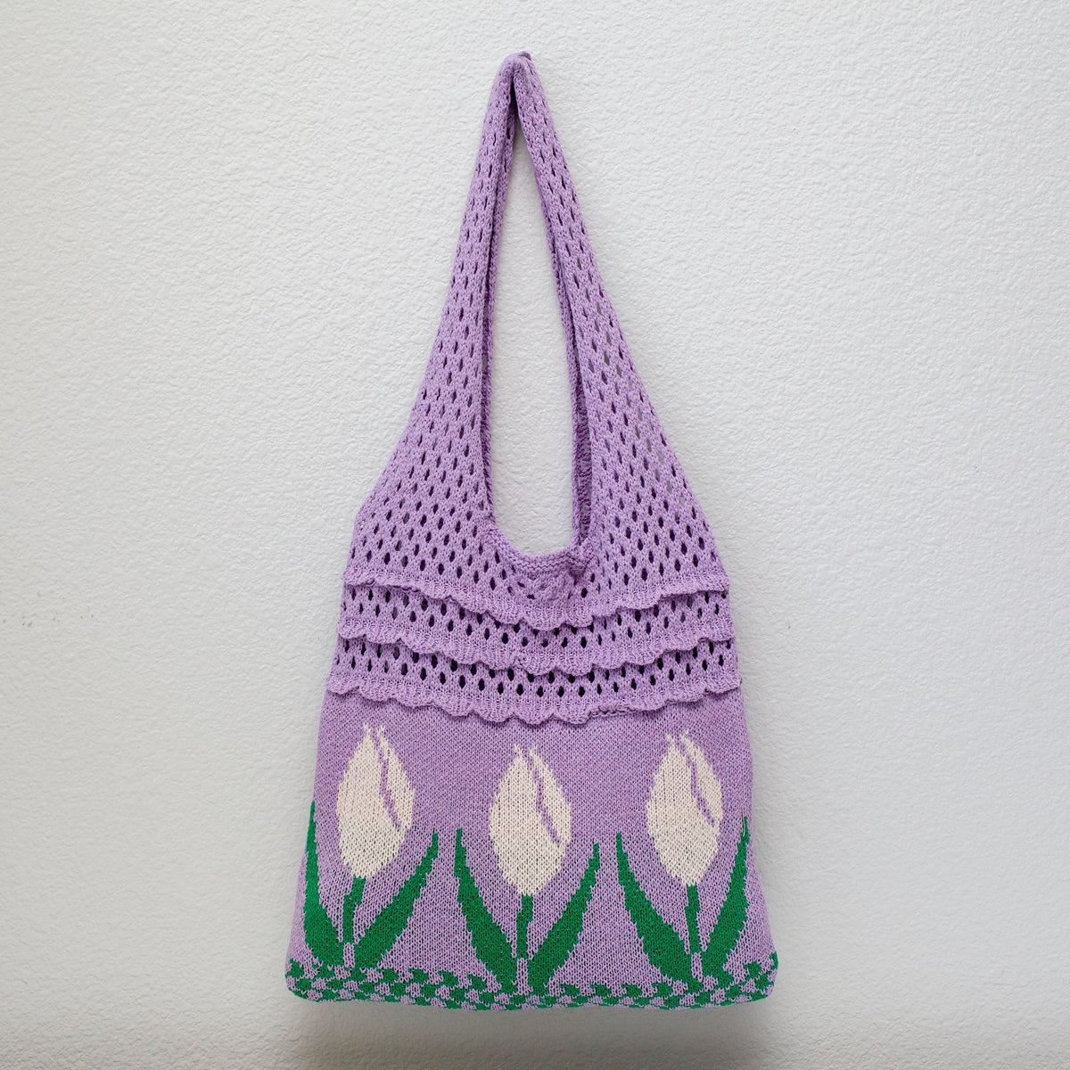 Women’s Cotton Knitted Artsy Floral Shoulder Bag for Boho Everyday Style & Gifts