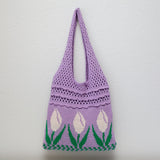Women’s Cotton Knitted Artsy Floral Shoulder Bag for Boho Everyday Style & Gifts