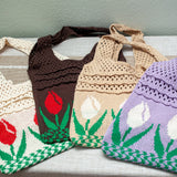 Women’s Cotton Knitted Artsy Floral Shoulder Bag for Boho Everyday Style & Gifts