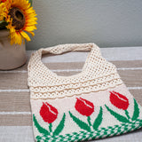 Women’s Cotton Knitted Artsy Floral Shoulder Bag for Boho Everyday Style & Gifts