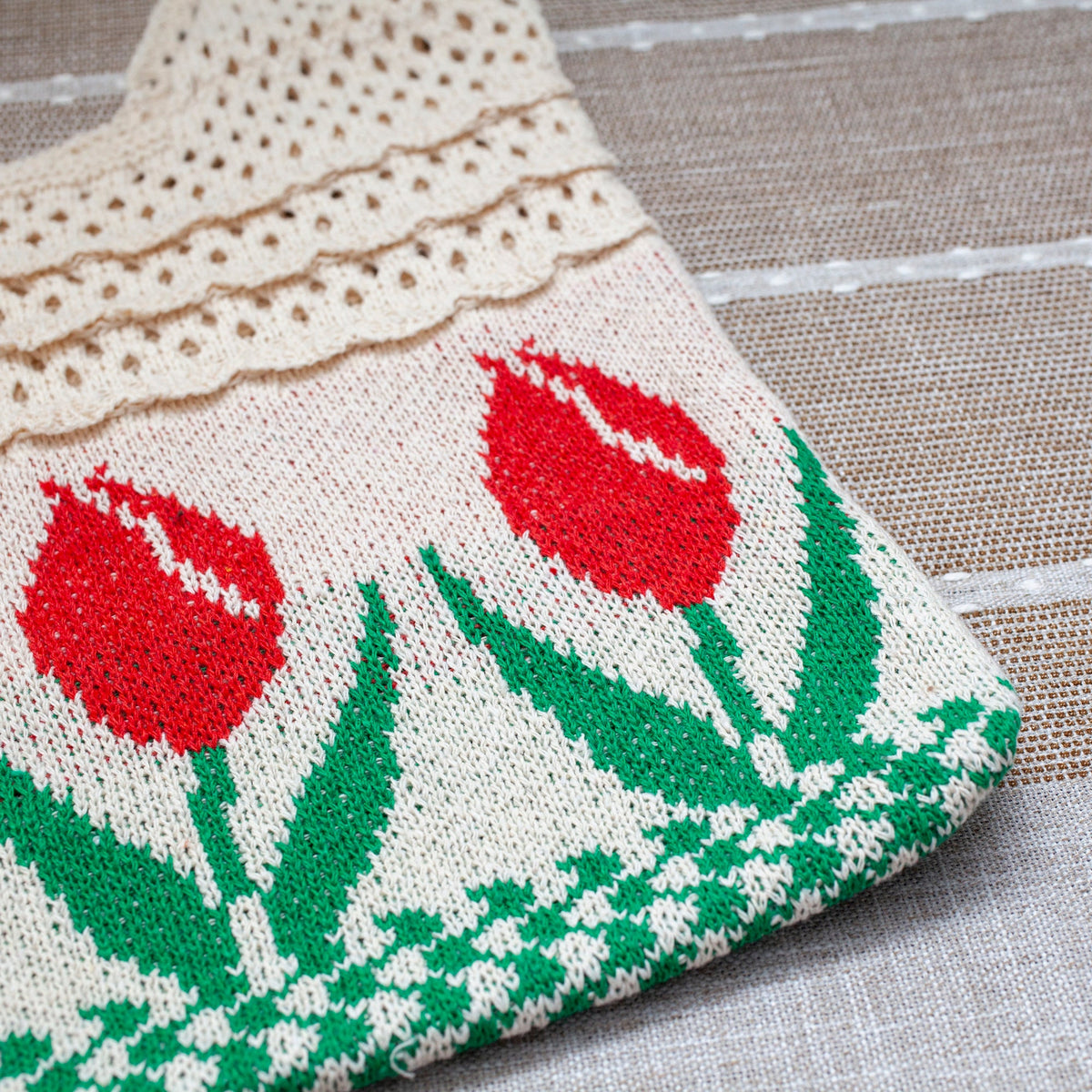 Women’s Cotton Knitted Artsy Floral Shoulder Bag for Boho Everyday Style & Gifts