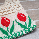 Women’s Cotton Knitted Artsy Floral Shoulder Bag for Boho Everyday Style & Gifts