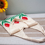 Women’s Cotton Knitted Artsy Floral Shoulder Bag for Boho Everyday Style & Gifts