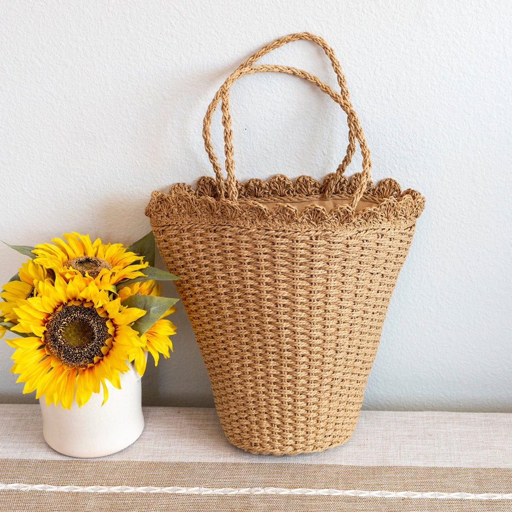 Women’s Straw Flower Basket Summer Tote Bag for Beach, Vacation & Summer Outfits